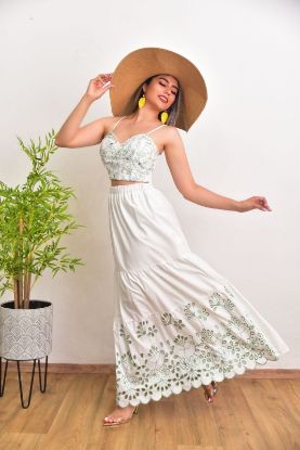 Imagen de CONJUNTO MAXI FALDA BORDADO