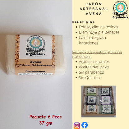 Imagen de Jabón Artesanal 37 gm Avena (Paquete 6 pzas)