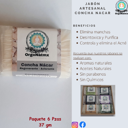 Imagen de Jabón Artesanal 37 gm Concha Nacar (Paquete 6 pzas)