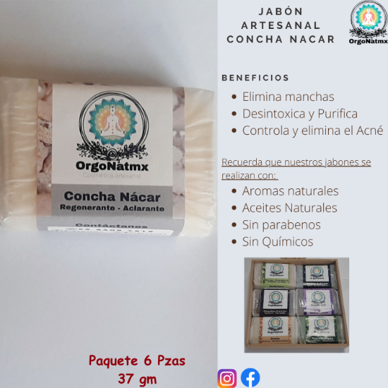 Imagen de Jabón Artesanal 37 gm Concha Nacar (Paquete 6 pzas)