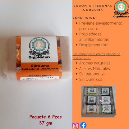 Imagen de Jabón Artesanal 37 gm Cúrcuma (Paquete 6 pzas)