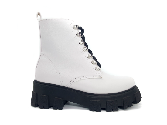 Imagen de Botas Plataformas #500 Vinipiel Blanco Suela Negra