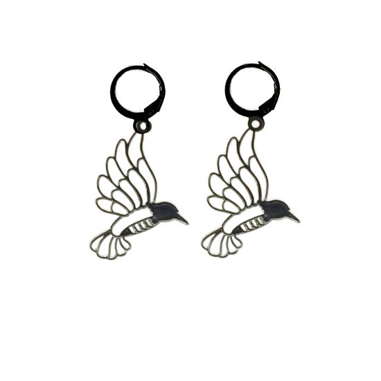 Imagen de 1 Par de Bonitos Colibries en Arracaditas Acero Color Negro Alta Durabilidad +5 Modelos y Colores para Escoger x1colib
