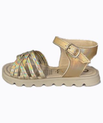 Imagen de Sandalia Huarache Para Niña Tiras Oro Cabra Lasser