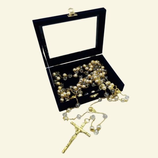 Imagen de Lazo De Perlas y Cristal Importado, Mancuerna de Matrimonio, Para Boda. 