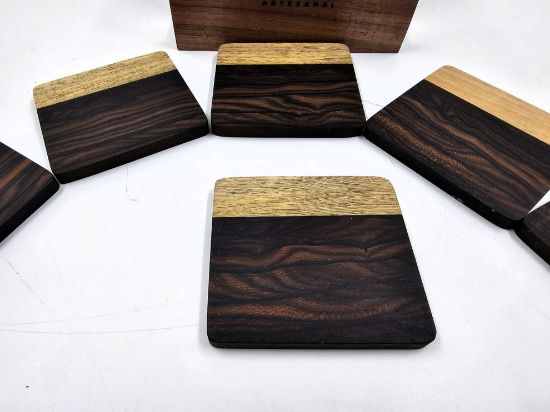 Imagen de Juego de 8 Posavasos Maderas Finas