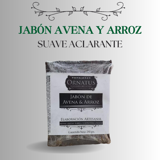 Imagen de Jabón de avena y arroz (suave aclarante) 230 grs.