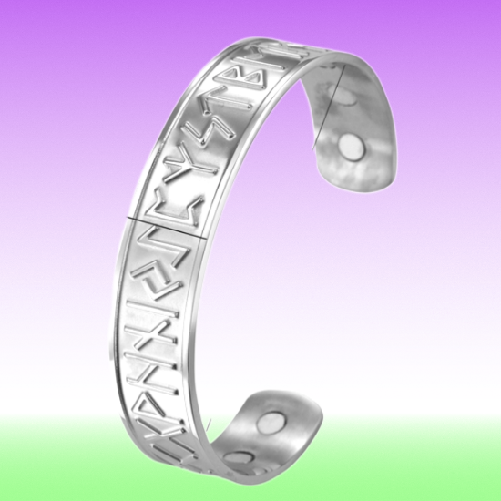 Imagen de XXXXXXXXX 1 Brazalete Vikingo Poderosas Runas 3D Protectoras CURADO Ajustable de ACERO  C. Plata Talisman Protector X Excelencia Alta Durabilidad de Uso Rudo CUPF&=