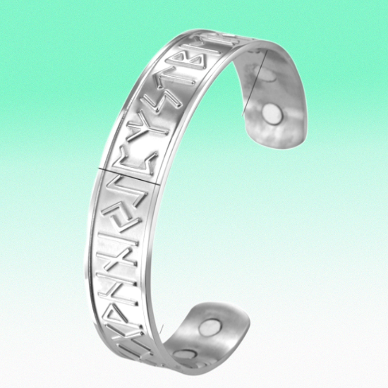 Imagen de XXXXXXXXX 1 Brazalete Vikingo Poderosas Runas 3D Protectoras CURADO Ajustable de ACERO  C. Plata Talisman Protector X Excelencia Alta Durabilidad de Uso Rudo CUPF&=