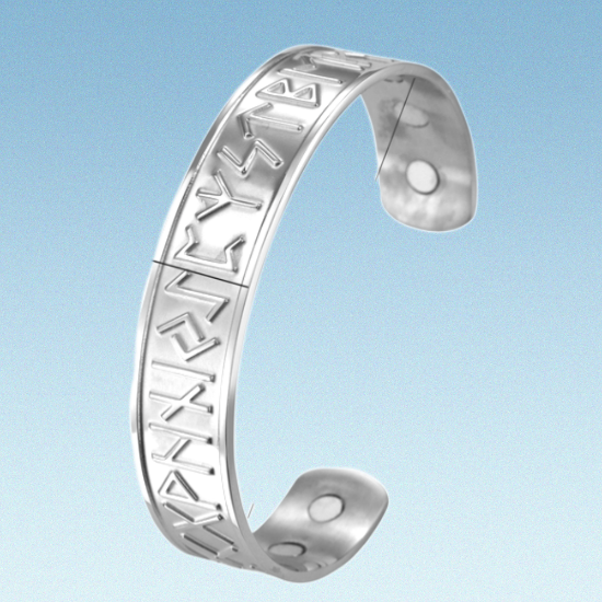 Imagen de XXXXXXXXX 1 Brazalete Vikingo Poderosas Runas 3D Protectoras CURADO Ajustable de ACERO  C. Plata Talisman Protector X Excelencia Alta Durabilidad de Uso Rudo CUPF&=