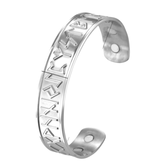 Imagen de XXXXXXXXX 1 Brazalete Vikingo Poderosas Runas 3D Protectoras CURADO Ajustable de ACERO  C. Plata Talisman Protector X Excelencia Alta Durabilidad de Uso Rudo CUPF&=