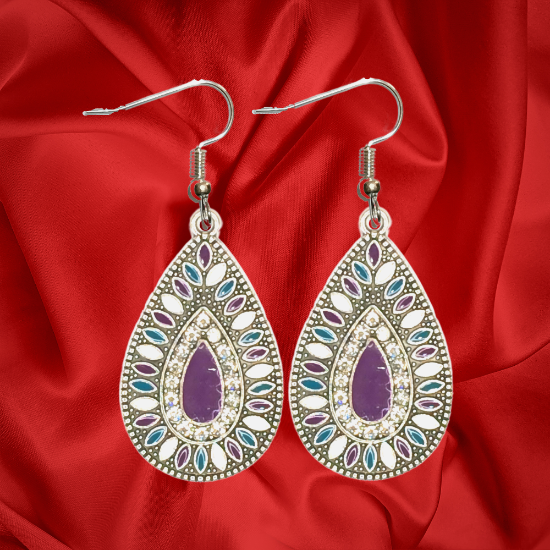 Imagen de Elegantes Dije(s)  en 1 Par Aretes o  en Juego Alta Durabilidad Gota Grande 35x25mm + Incrustaciones Cristal Zirconia Para Toda Ocasion +9 MOdelos a Escoger x1aregg