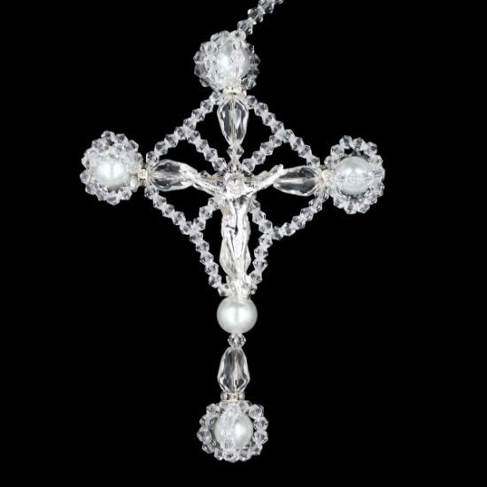 Imagen de Lazo Y Rosario De Perlas y  Cristal Cortado Importado, Para Boda, Matrimonio.