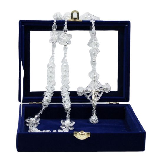 Imagen de Lazo Y Rosario De Perlas y  Cristal Cortado Importado, Para Boda, Matrimonio.