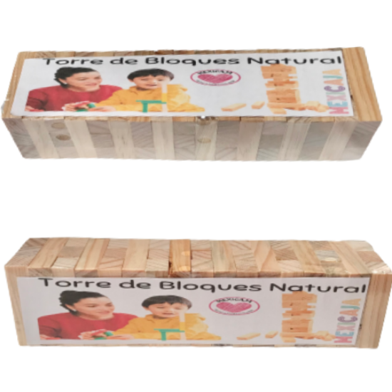 Imagen de 2 Torres De Bloques Naturales| Juego De Mesa | 20.5x4.5x4.5