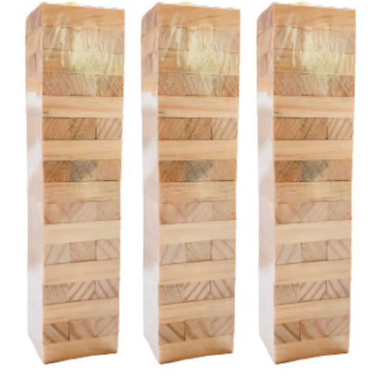 Imagen de 2 Torres De Bloques Naturales| Juego De Mesa | 20.5x4.5x4.5