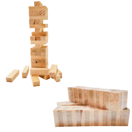 Imagen de 2 Torres De Bloques Naturales| Juego De Mesa | 20.5x4.5x4.5