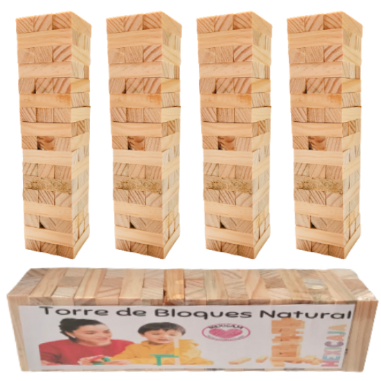 Imagen de 2 Torres De Bloques Naturales| Juego De Mesa | 20.5x4.5x4.5