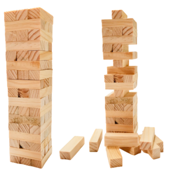 Imagen de 2 Torres De Bloques Naturales| Juego De Mesa | 20.5x4.5x4.5