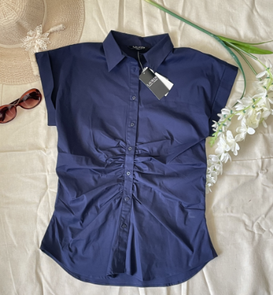 Imagen de Blusa manga corta con drapeado en cintura RALPH LAUREN