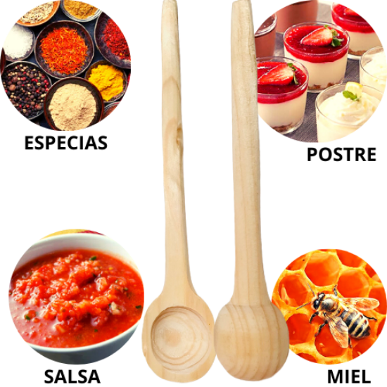 Imagen de 6 Cucharas Moleras/salseras Artesanal Uso Gral 17-19 Cm