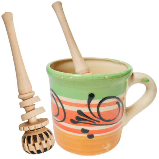 Imagen de 4 Mini Molinillos De Madera Para Hacer Chocolate -15-17 Cm