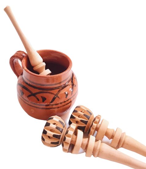 Imagen de 4 Mini Molinillos De Madera Para Hacer Chocolate -15-17 Cm