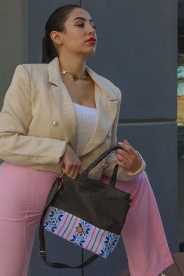 Imagen de Bolso zyanya cafe/blanco