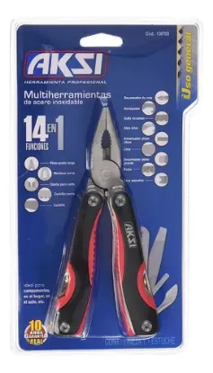 Imagen de Navaja Multiherramienta Aksi 14 Funciones Acero Inoxidable