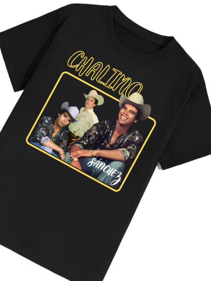 Imagen de Playera manga corta 100% algodón diseño estampado "Chalino" 