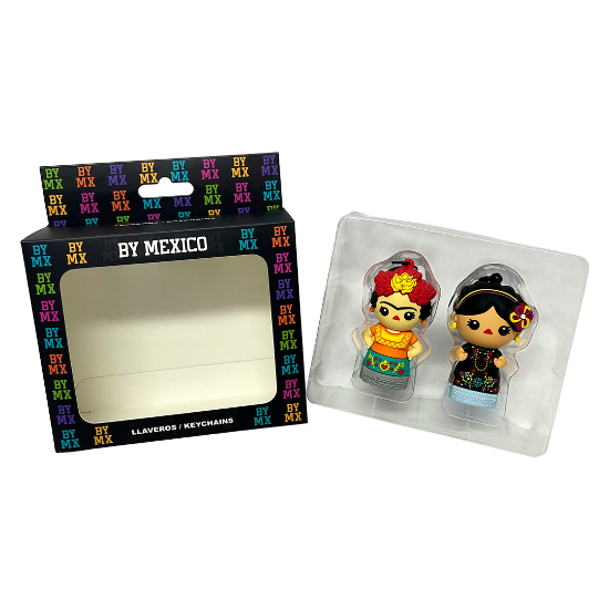 Imagen de By Mexico Llavero 3D Dúo Muñecas Carmen Chu y Juanita 