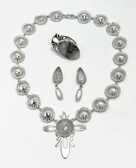 Imagen de Juego 3 piezas cruz cuarzo blanco.