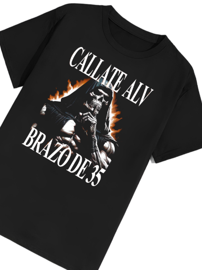 Imagen de Playera manga corta 100% algodón calacas chidas gym " brazo de 35" 