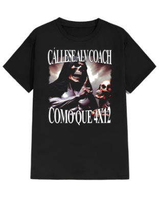 Imagen de Playera manga corta 100% algodón calacas chidas gym "Cállese coach" 