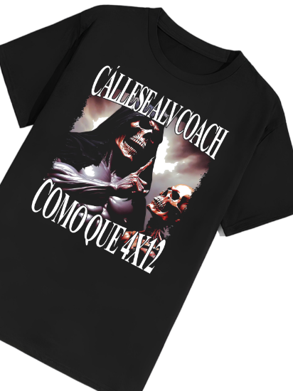 Imagen de Playera manga corta 100% algodón calacas chidas gym "Cállese coach" 