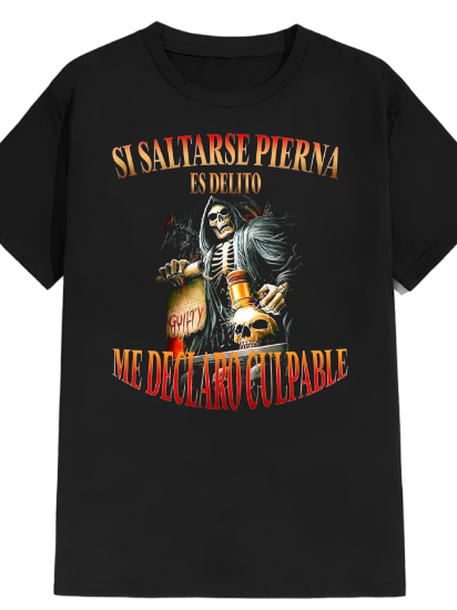 Imagen de Playera manga corta 100% algodón calacas chidas gym " Saltarse pierna"