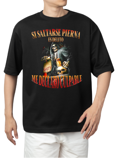 Imagen de Playera manga corta 100% algodón calacas chidas gym " Saltarse pierna"