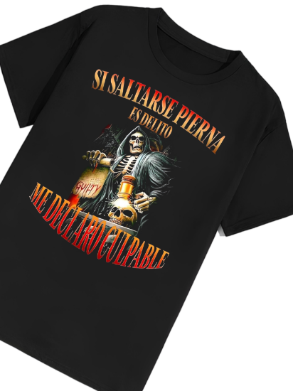 Imagen de Playera manga corta 100% algodón calacas chidas gym " Saltarse pierna"