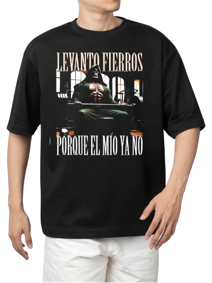 Imagen de Playera manga corta 100% algodón calacas chidas gym "Levanto fierros"