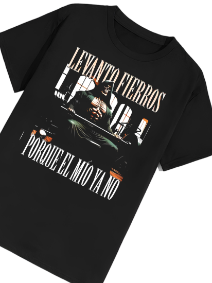 Imagen de Playera manga corta 100% algodón calacas chidas gym "Levanto fierros"
