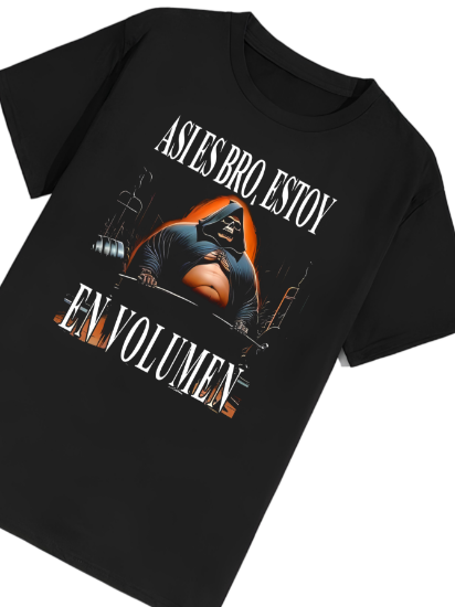 Imagen de Playera manga corta 100% algodón calacas chidas gym "Así es bro estoy en volumen"
