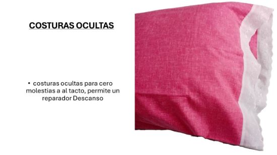 Imagen de FUNDA PARA ALMOHADA MATRIMONIAL 100% LINO Y 100 % ALGODON (VERDE ROJO MARMOL -ENCAJE CALADO BLANCO)