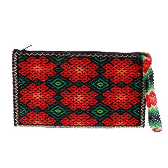 Imagen de Bolso de mano wixárika en tonalidades rojas