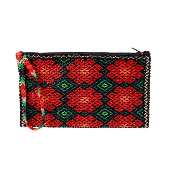 Imagen de Bolso de mano wixárika en tonalidades rojas