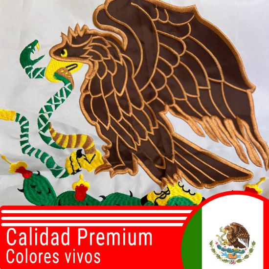 Imagen de Mr. Banderas - Bandera de México Escudo Bordado Premium 90cm x 150cm