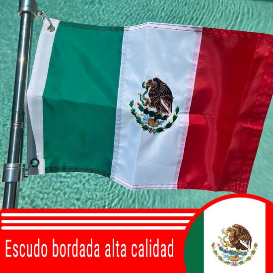 Imagen de Mr. Banderas - Bandera de México Bordado Nautica - Moto 30cm x 45cm