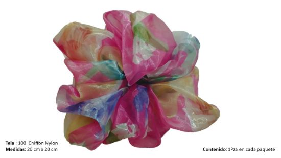 Imagen de MAXI SCRUNCHIE  CHIFON MULTICOLOR ROSA -VERDE