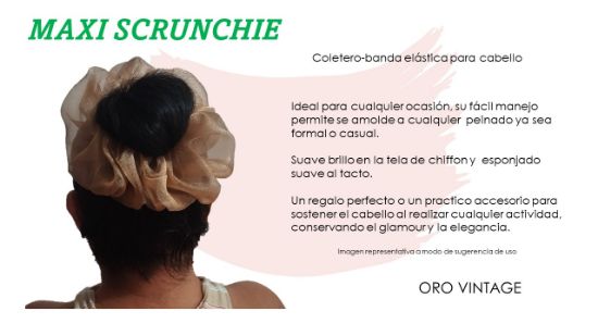 Imagen de MAXI SCRUNCHIE  CHIFON MULTICOLOR ROSA -VERDE