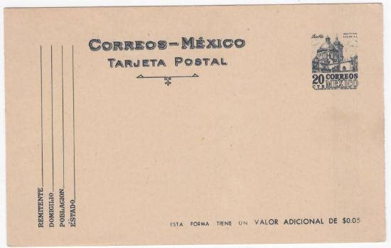 Imagen de ENTERO POSTAL TARJETA CON ESTAMPILLA CATEDRAL DE PUEBLA 1965