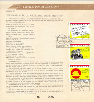 Imagen de HOJA CARNET PRIMER EXPOSICION FILATÉLICA MEPSIRREY 1988 